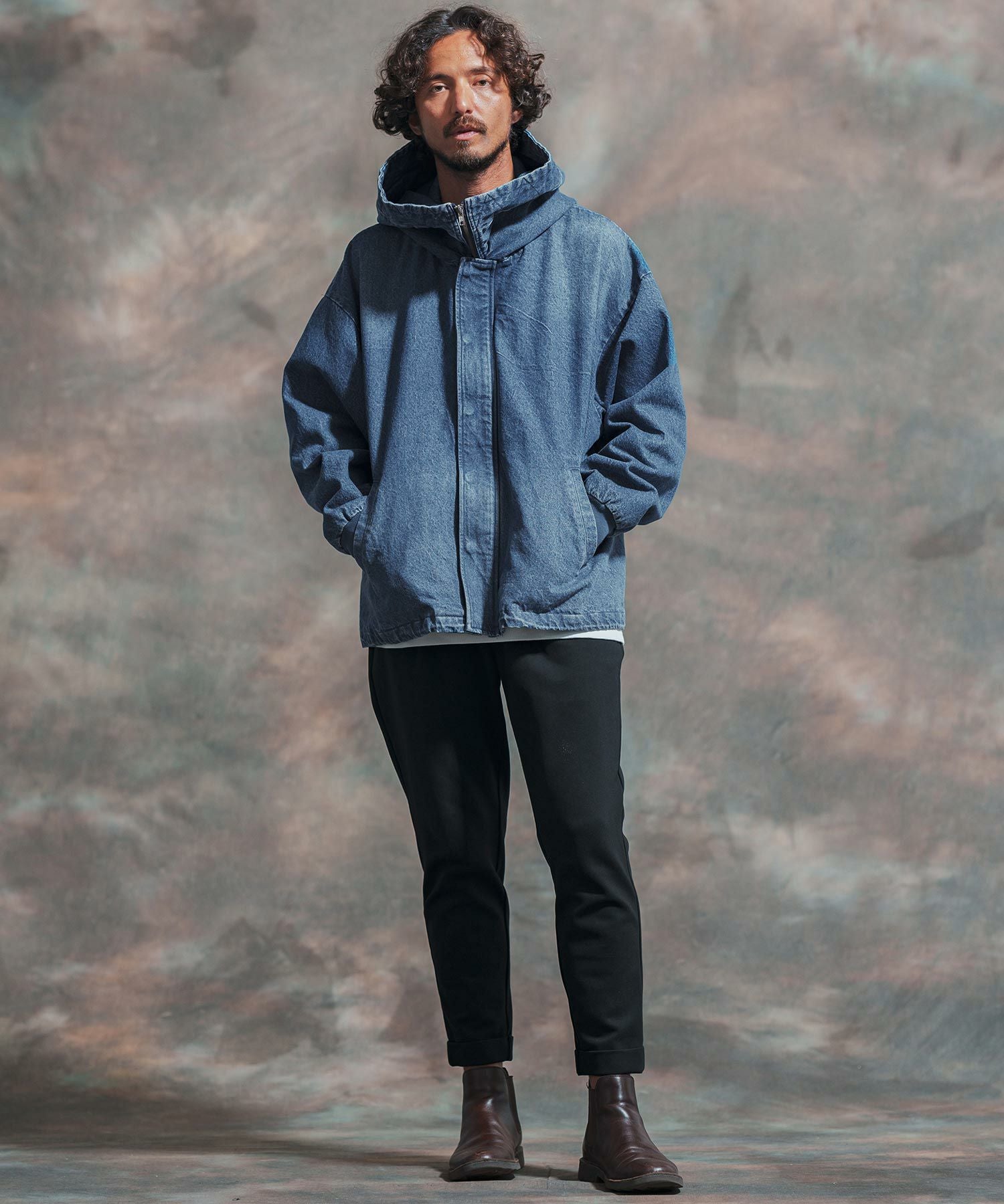 50%OFF【Jih Nunc(ジーヌンク)】ビッグフードデニムブルゾン(JIH-R1009