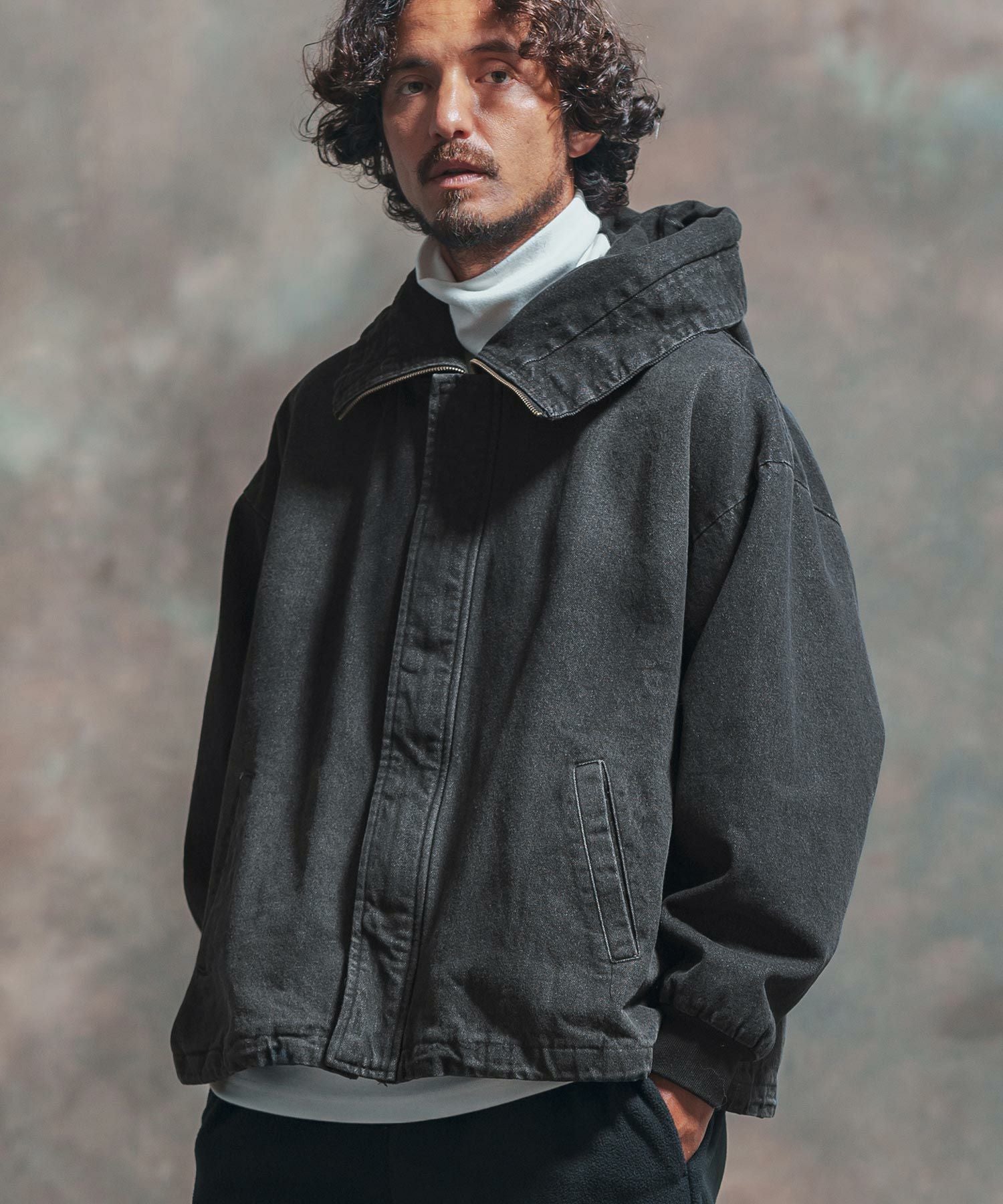 50%OFF【Jih Nunc(ジーヌンク)】ビッグフードデニムブルゾン(JIH-R1009