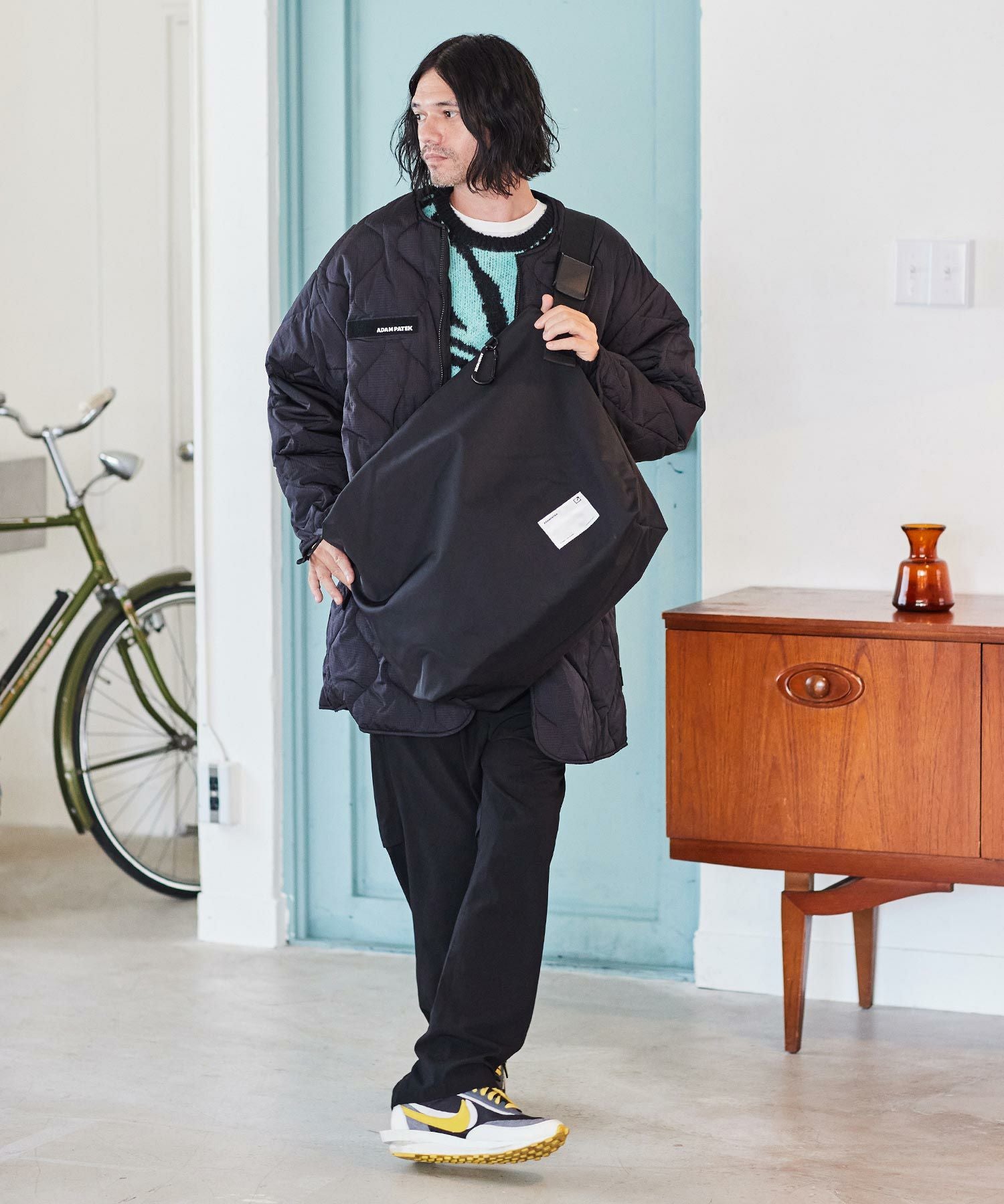 ADAM PATEK(アダムパテック)】water repellent nylon shoulder big bag