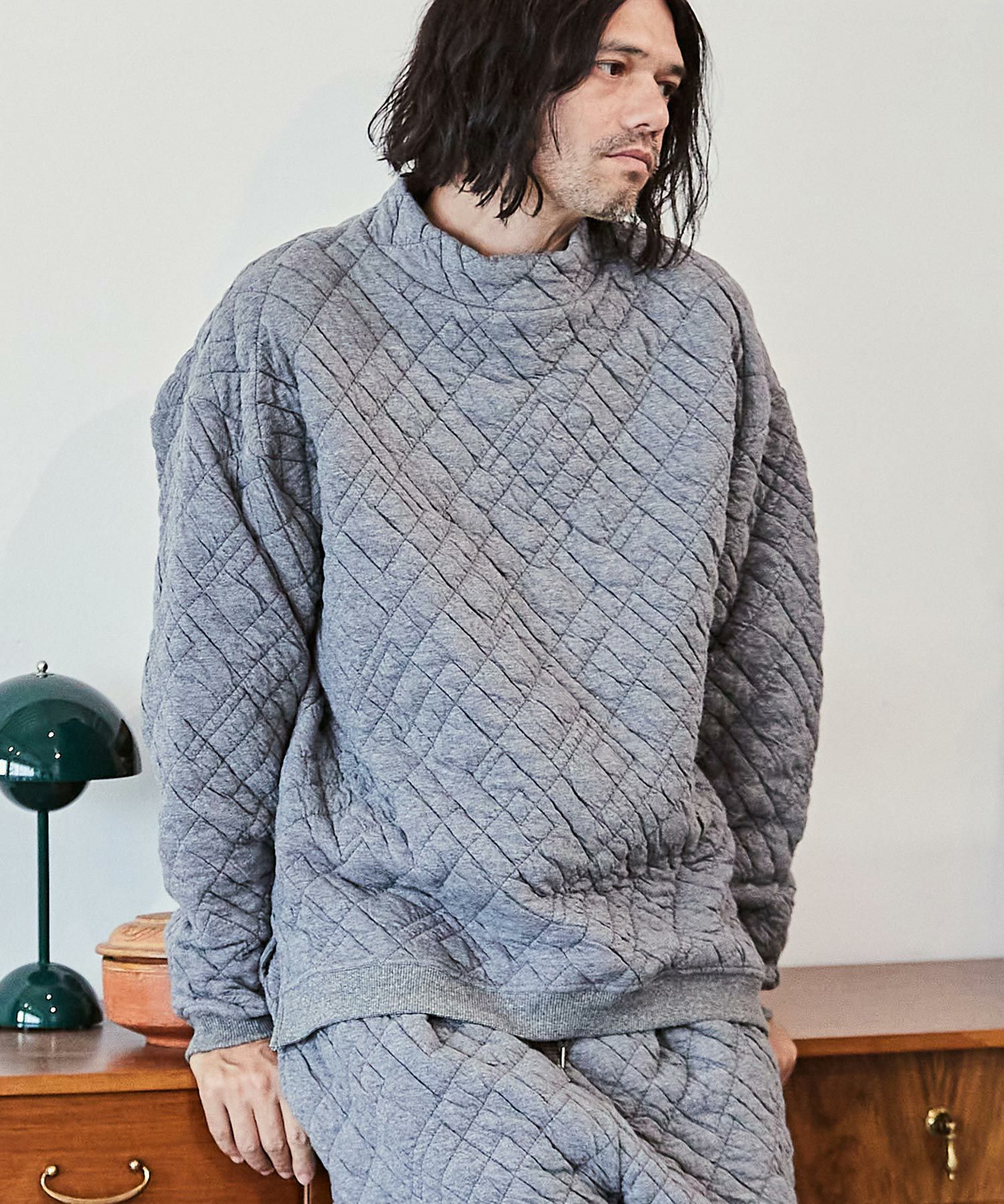 50%OFF【CAMBIO(カンビオ)】幾何模様キルトモックネックプルオーバー