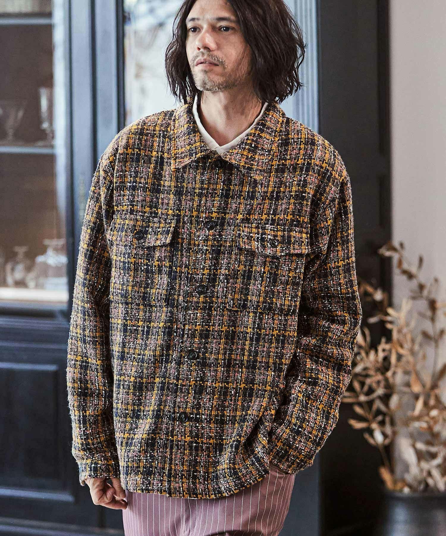 60%OFF【CAMBIO(カンビオ)】ツイードチェックCPOシャツジャケット