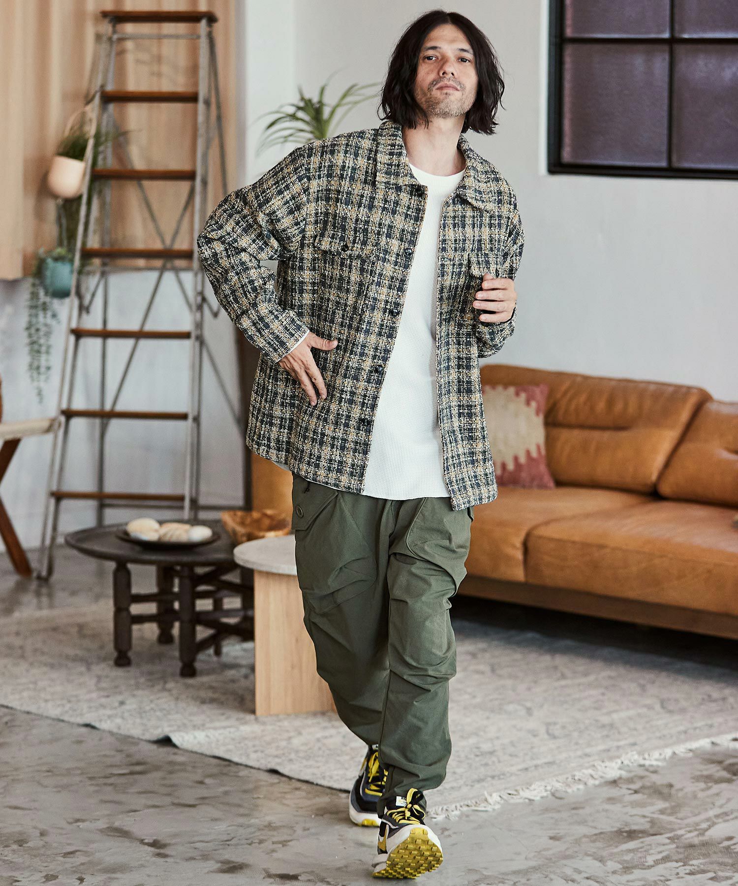 60%OFF【CAMBIO(カンビオ)】ツイードチェックCPOシャツジャケット