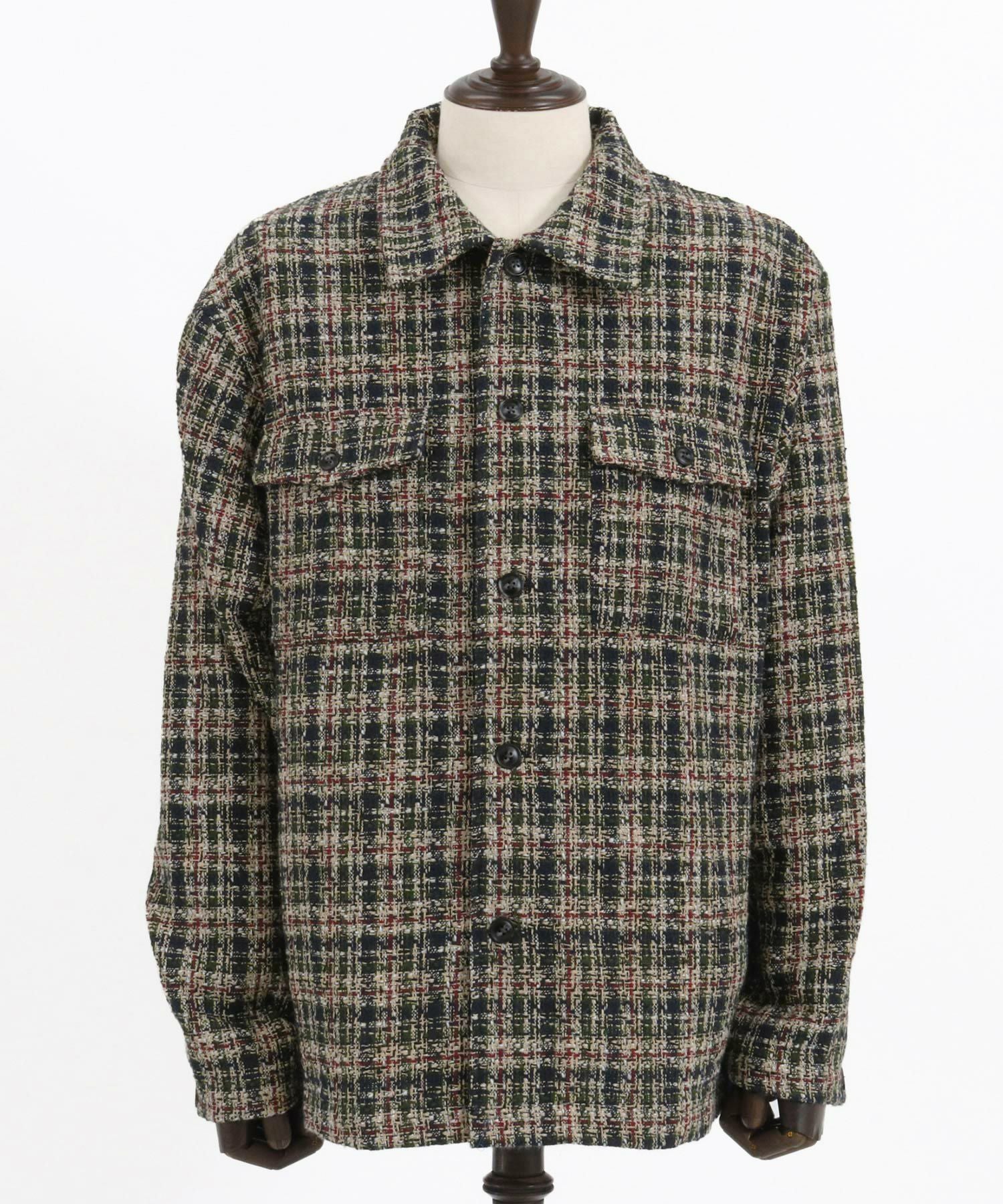 60%OFF【CAMBIO(カンビオ)】ツイードチェックCPOシャツジャケット