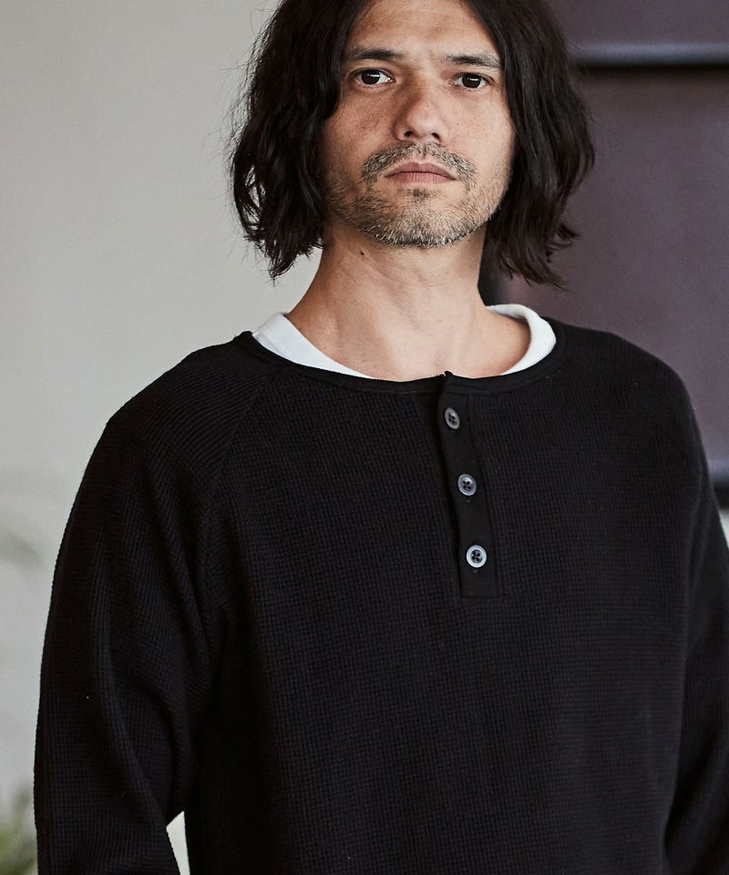 30%OFF【CAMBIO(カンビオ)】ヘビーワッフルヘンリーネックカットソー 