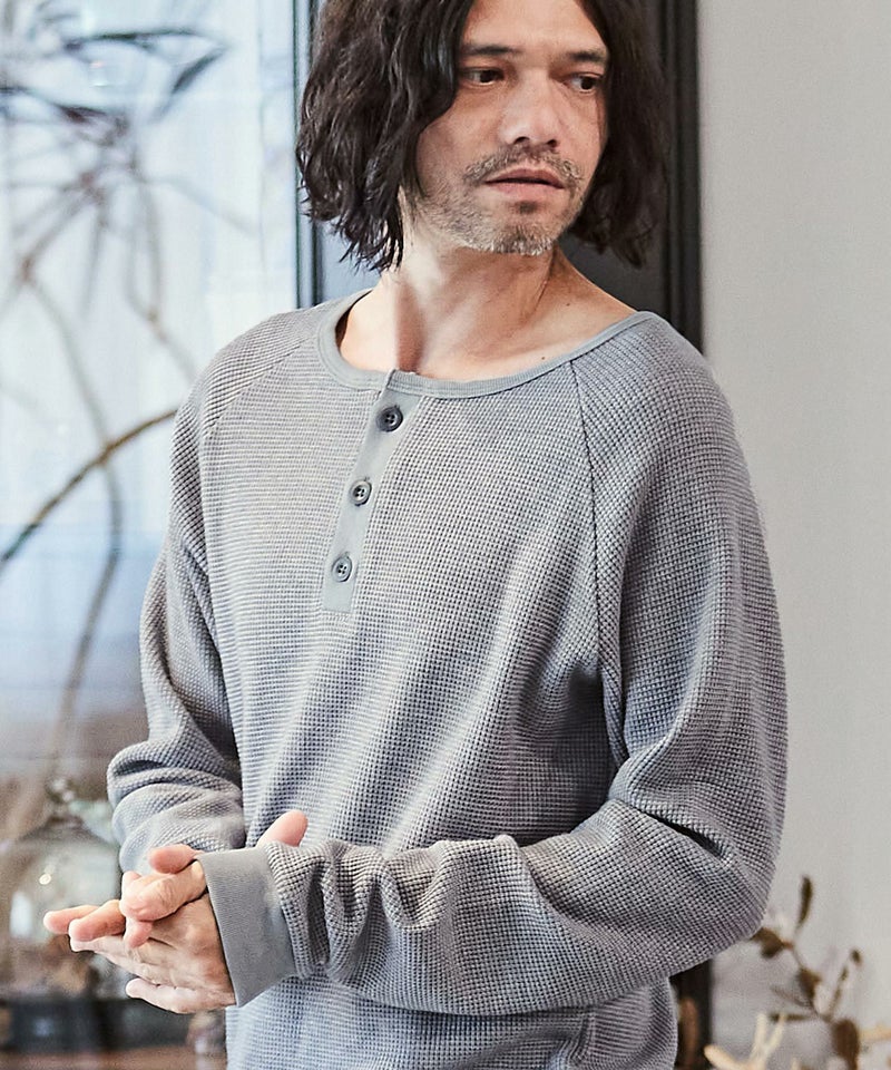 30%OFF【CAMBIO(カンビオ)】ヘビーワッフルヘンリーネックカットソー 