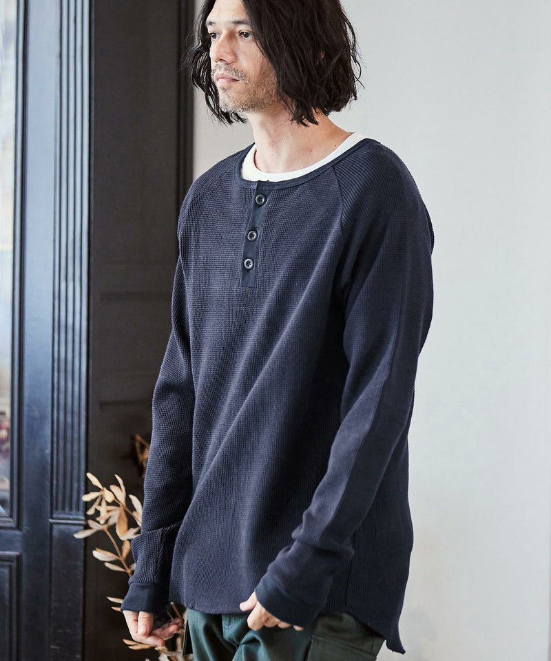 30%OFF【CAMBIO(カンビオ)】ヘビーワッフルヘンリーネックカットソー 