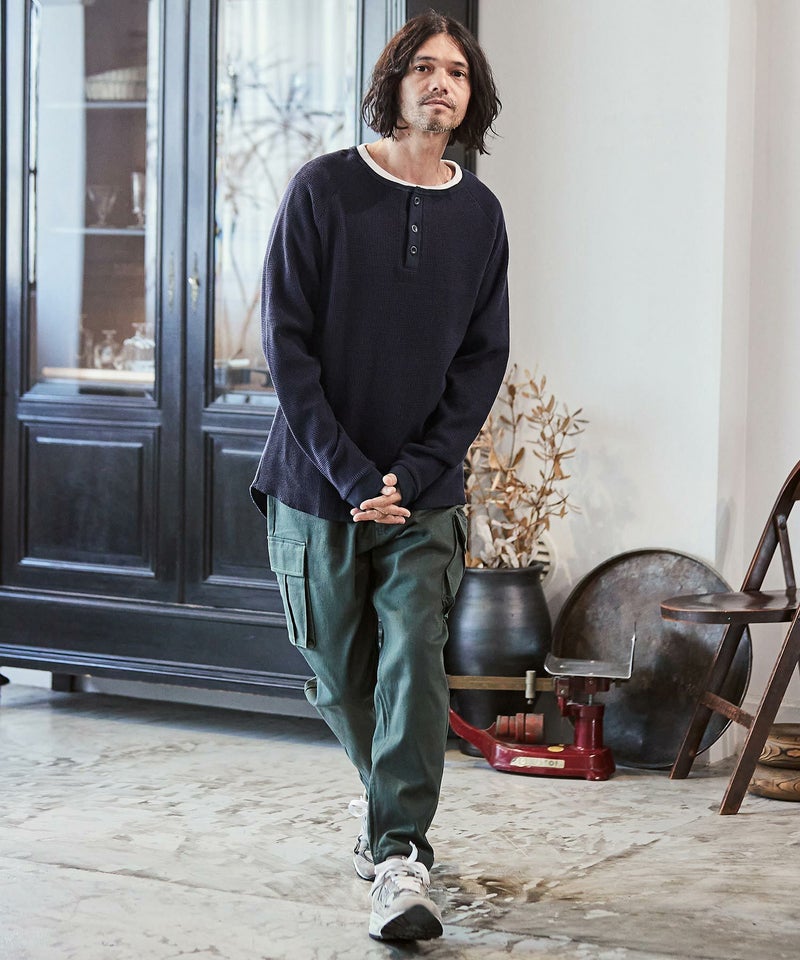 30%OFF【CAMBIO(カンビオ)】ヘビーワッフルヘンリーネックカットソー 