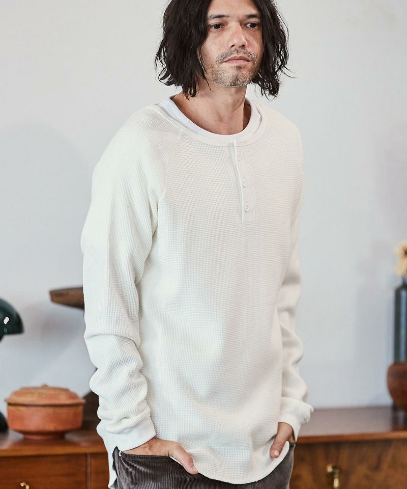 30%OFF【CAMBIO(カンビオ)】ヘビーワッフルヘンリーネックカットソー 