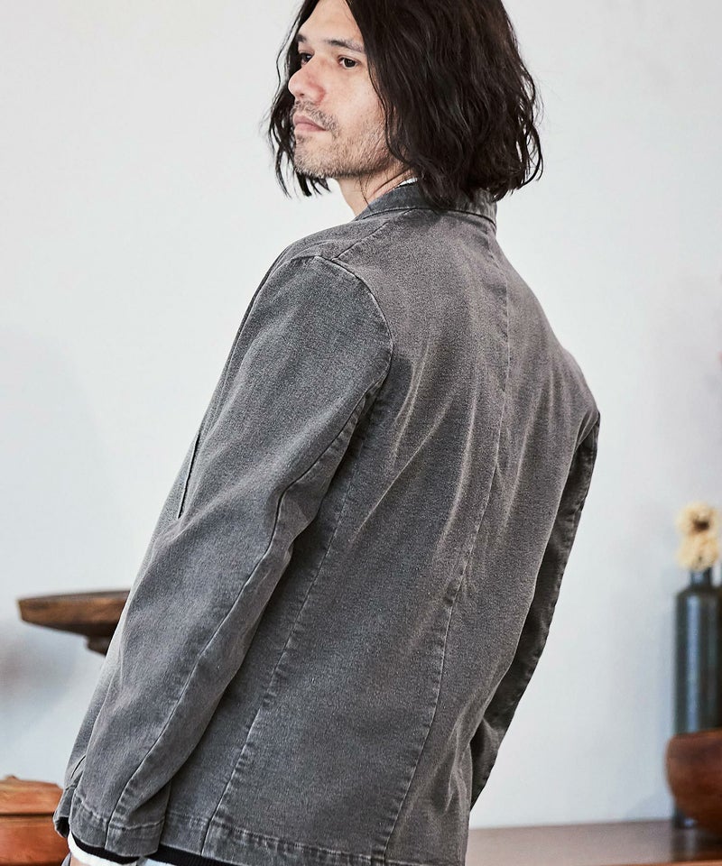 60%OFF【CAMBIO(カンビオ)】デニム加工ノーカラージャケット | CAMBIO 