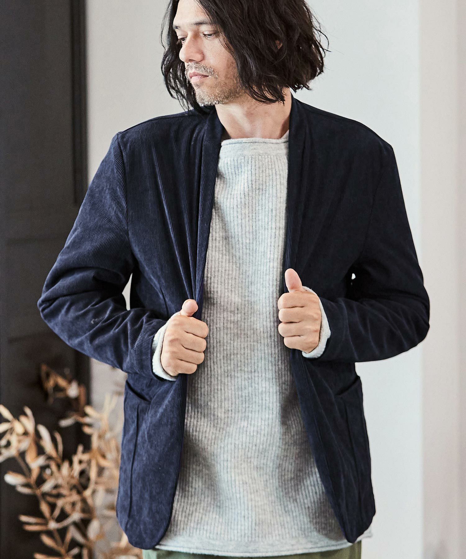 60%OFF【CAMBIO(カンビオ)】コーデュロイノーカラージャケット
