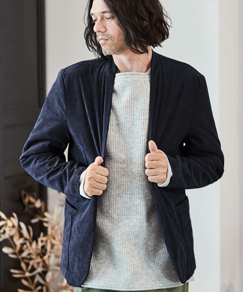 60%OFF【CAMBIO(カンビオ)】コーデュロイノーカラージャケット 