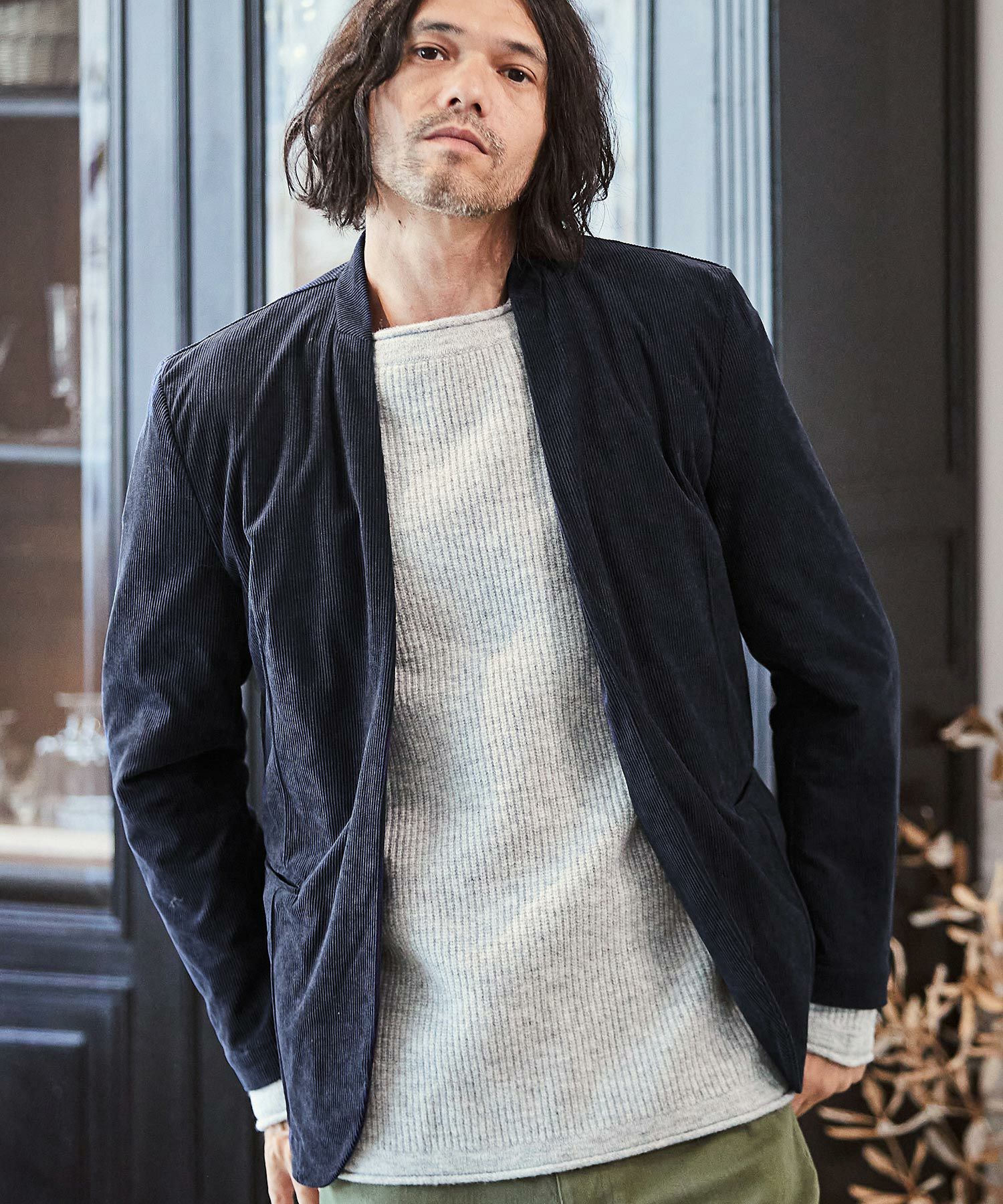 70%OFF【CAMBIO(カンビオ)】コーデュロイノーカラージャケット