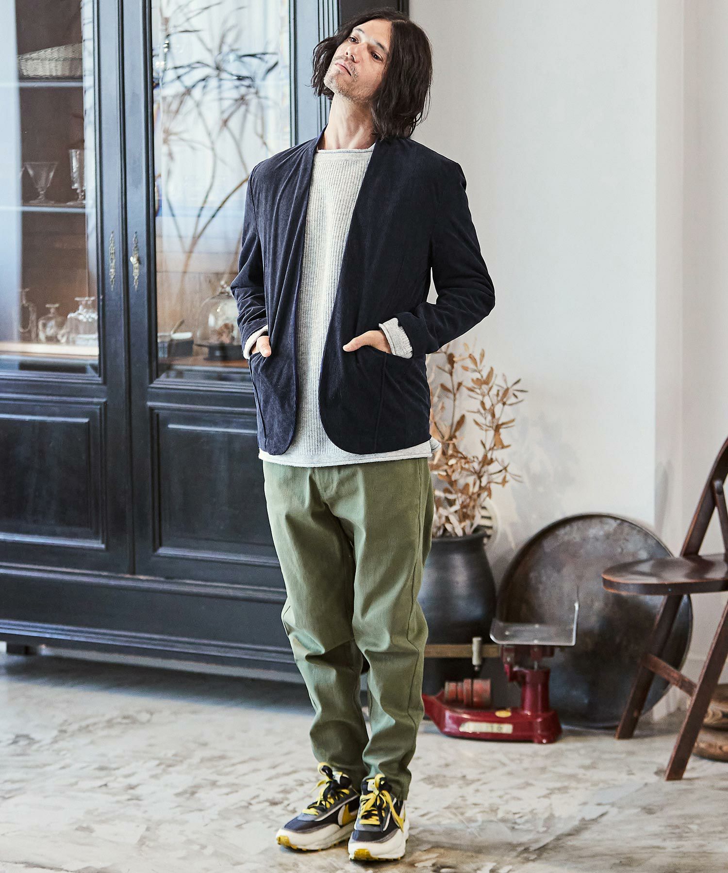 60%OFF【CAMBIO(カンビオ)】コーデュロイノーカラージャケット