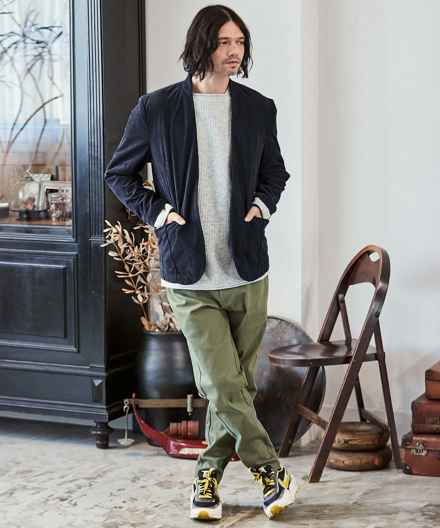 60%OFF【CAMBIO(カンビオ)】コーデュロイノーカラージャケット