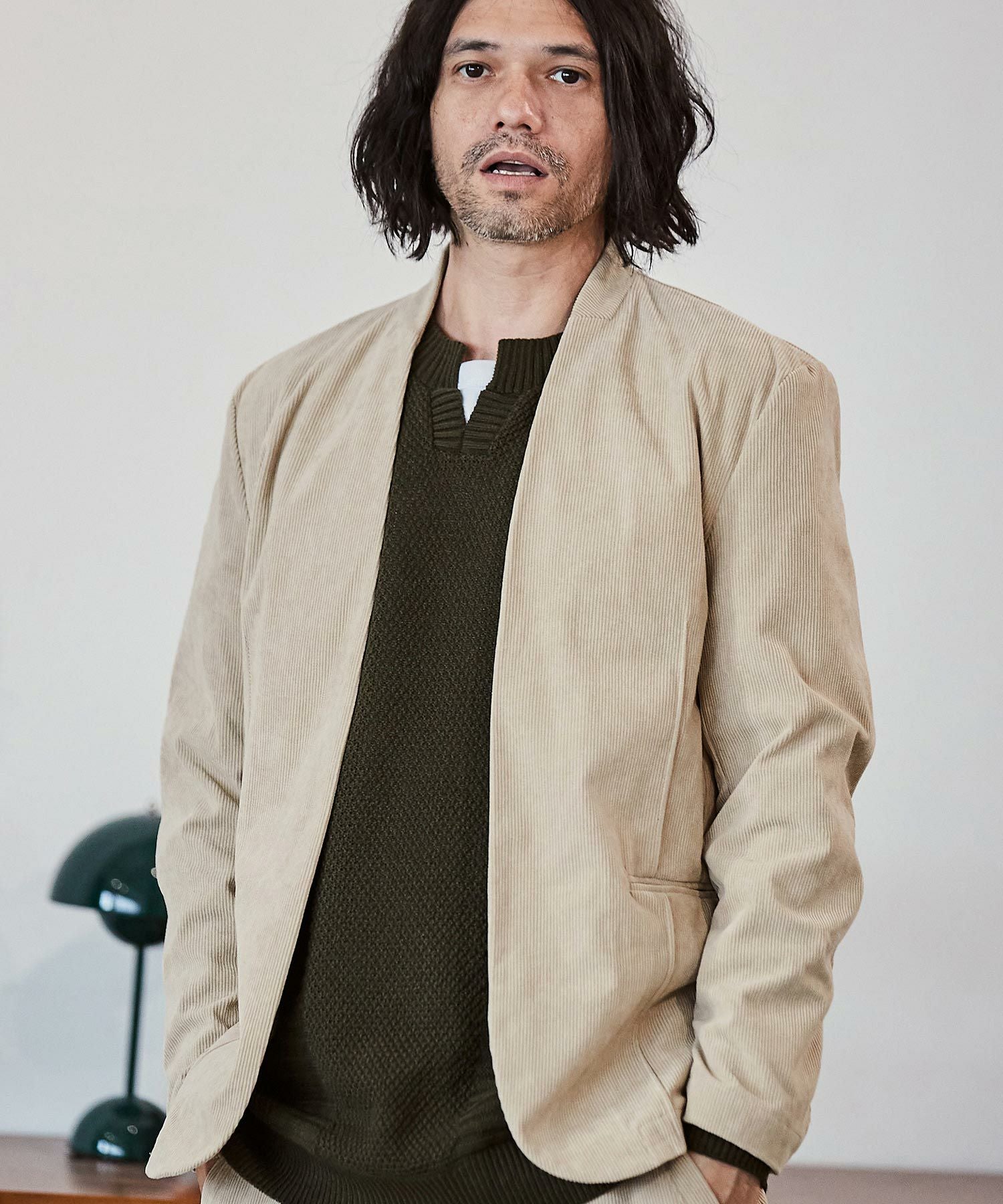 60%OFF【CAMBIO(カンビオ)】コーデュロイノーカラージャケット