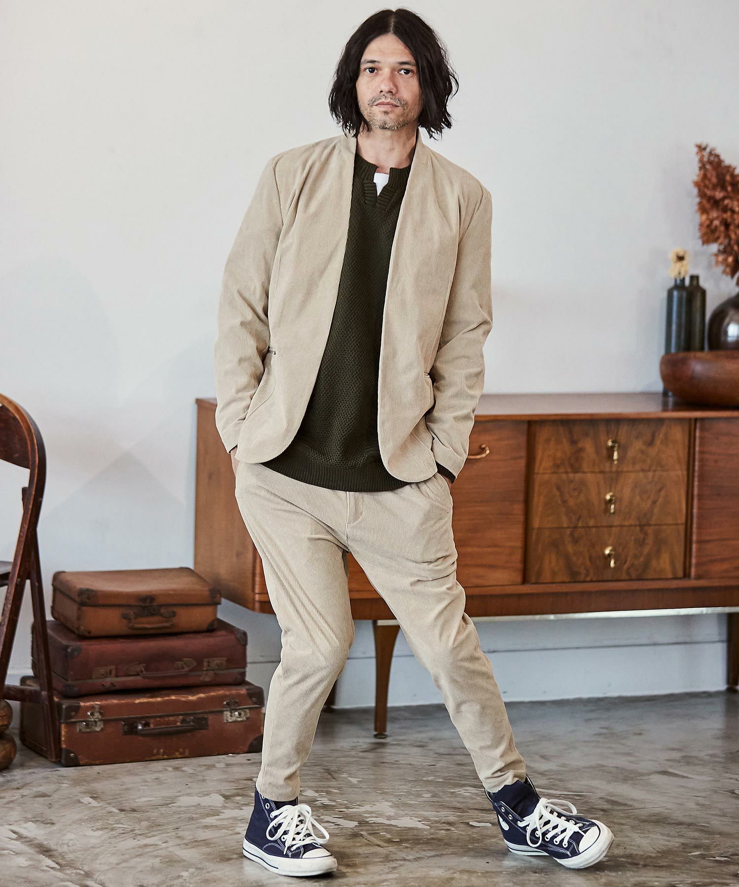 60%OFF【CAMBIO(カンビオ)】コーデュロイノーカラージャケット