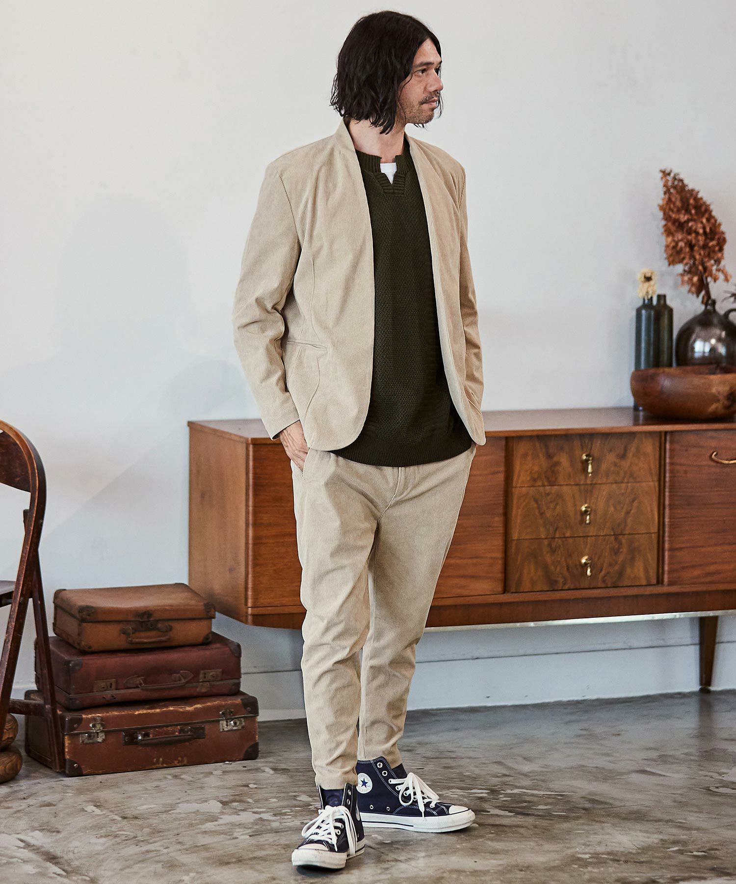 70%OFF【CAMBIO(カンビオ)】コーデュロイノーカラージャケット
