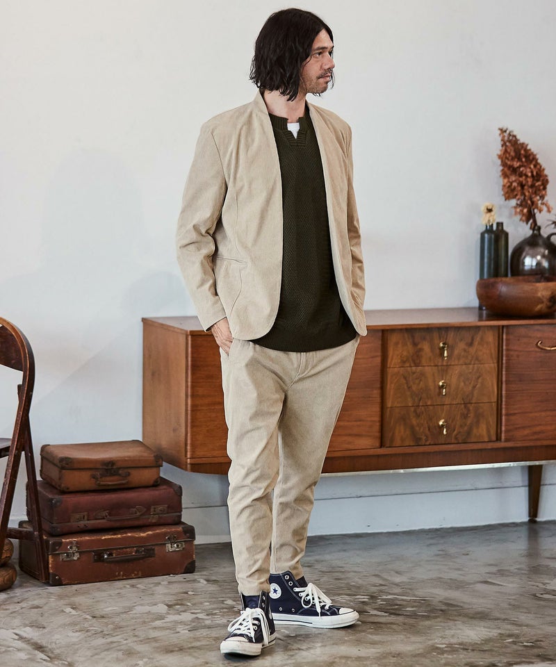 60%OFF【CAMBIO(カンビオ)】コーデュロイノーカラージャケット 