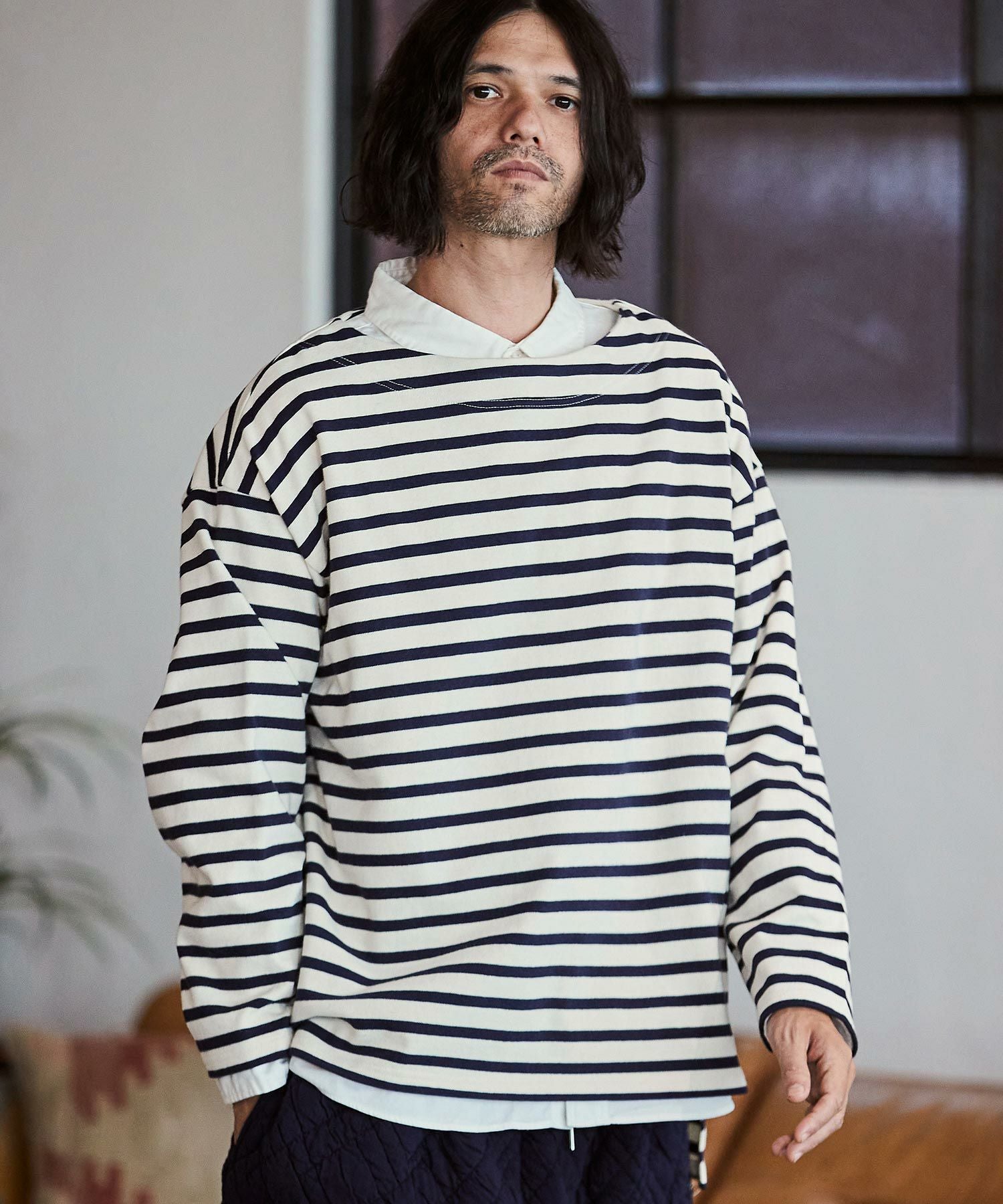 50%OFF【CAMBIO(カンビオ)】フレンチボーダーボートネックカットソー