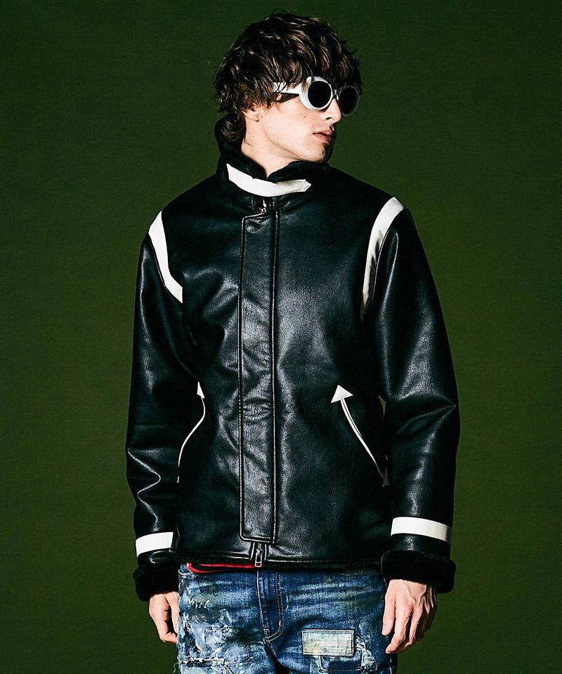 30%OFF【glamb(グラム)】Synth Mouton Biker JKT シンセムートン