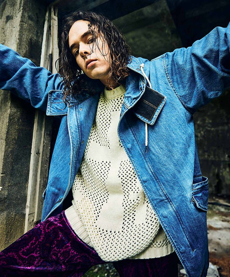 50%OFF【glamb(グラム)】Denim High Neck Mods Coat デニムハイネック