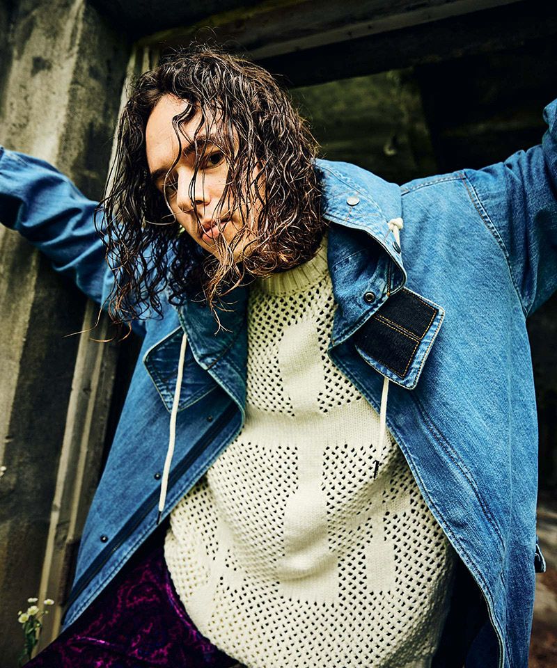 50%OFF【glamb(グラム)】Denim High Neck Mods Coat デニムハイネック