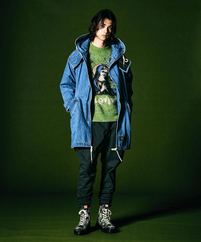 【完売品】glamb デニムハイネックモッズコート　M ブラック 50%OFF【glamb(グラム)】Denim High Neck Mods Coat デニムハイネック