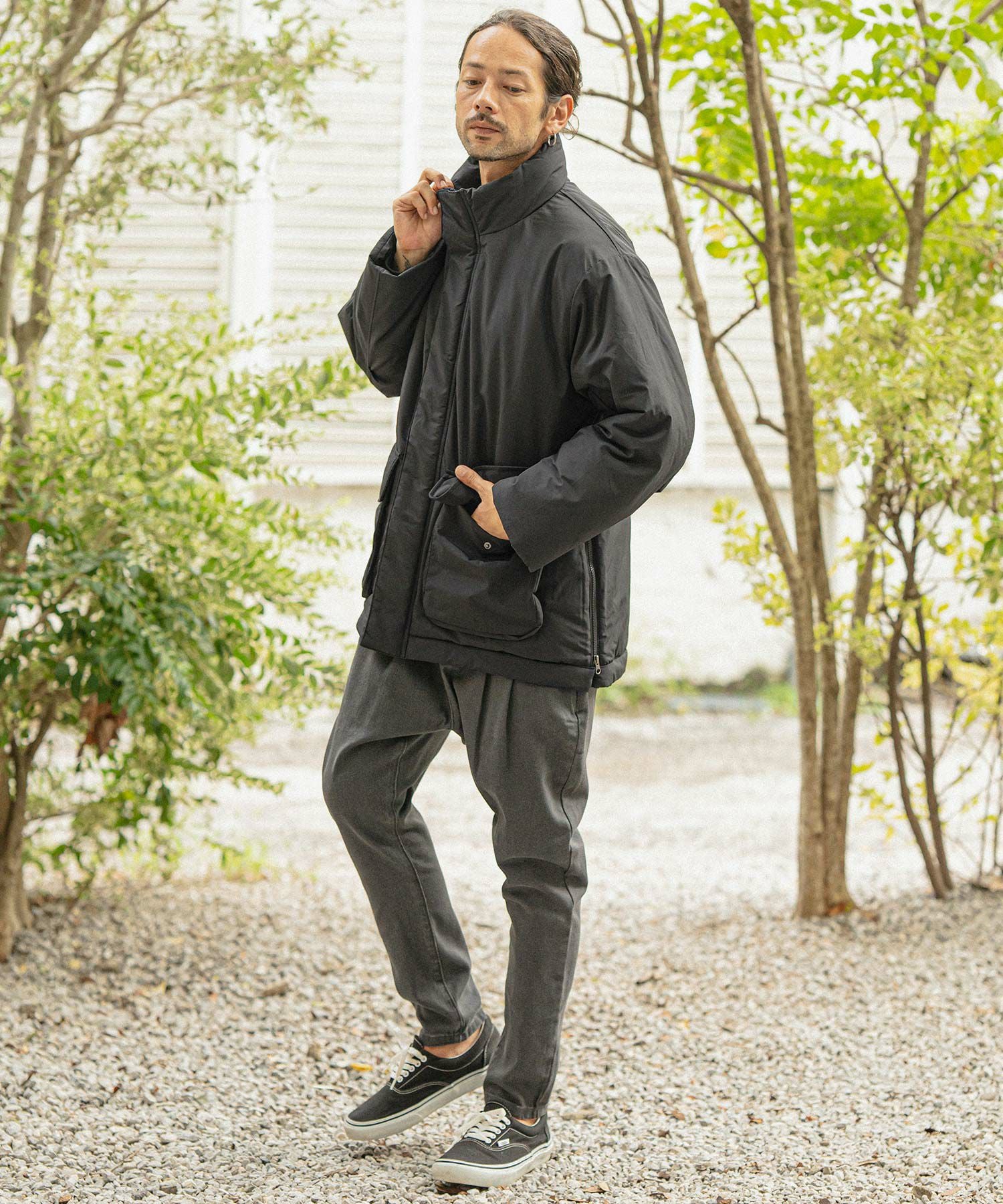 アウター 50%OFF【CAMBIO(カンビオ)】60-40クロス中綿ハイネックミリタリー