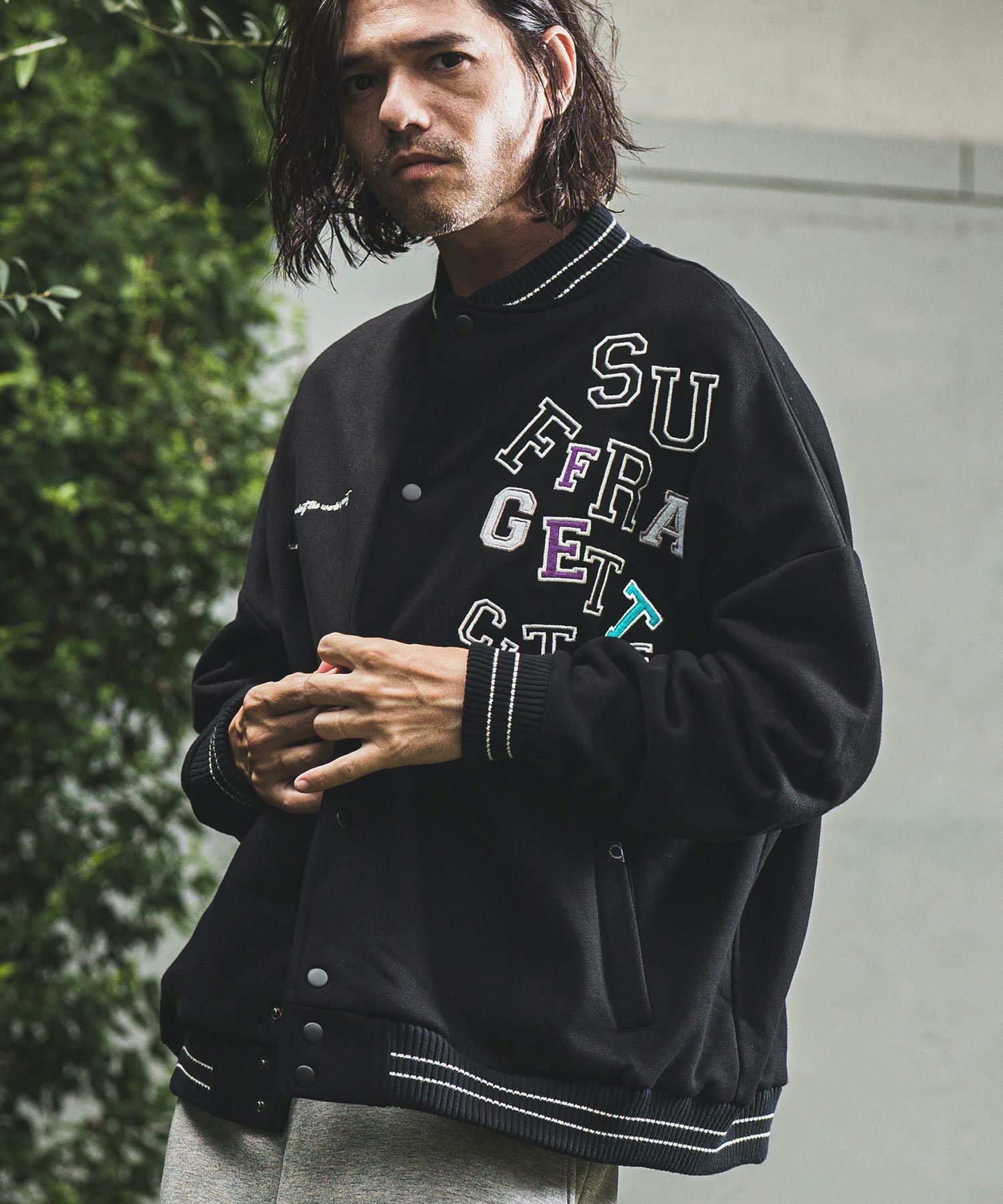 50%OFF【NOISESCAPE(ノイズスケープ)】Award jacket type sweatshirt