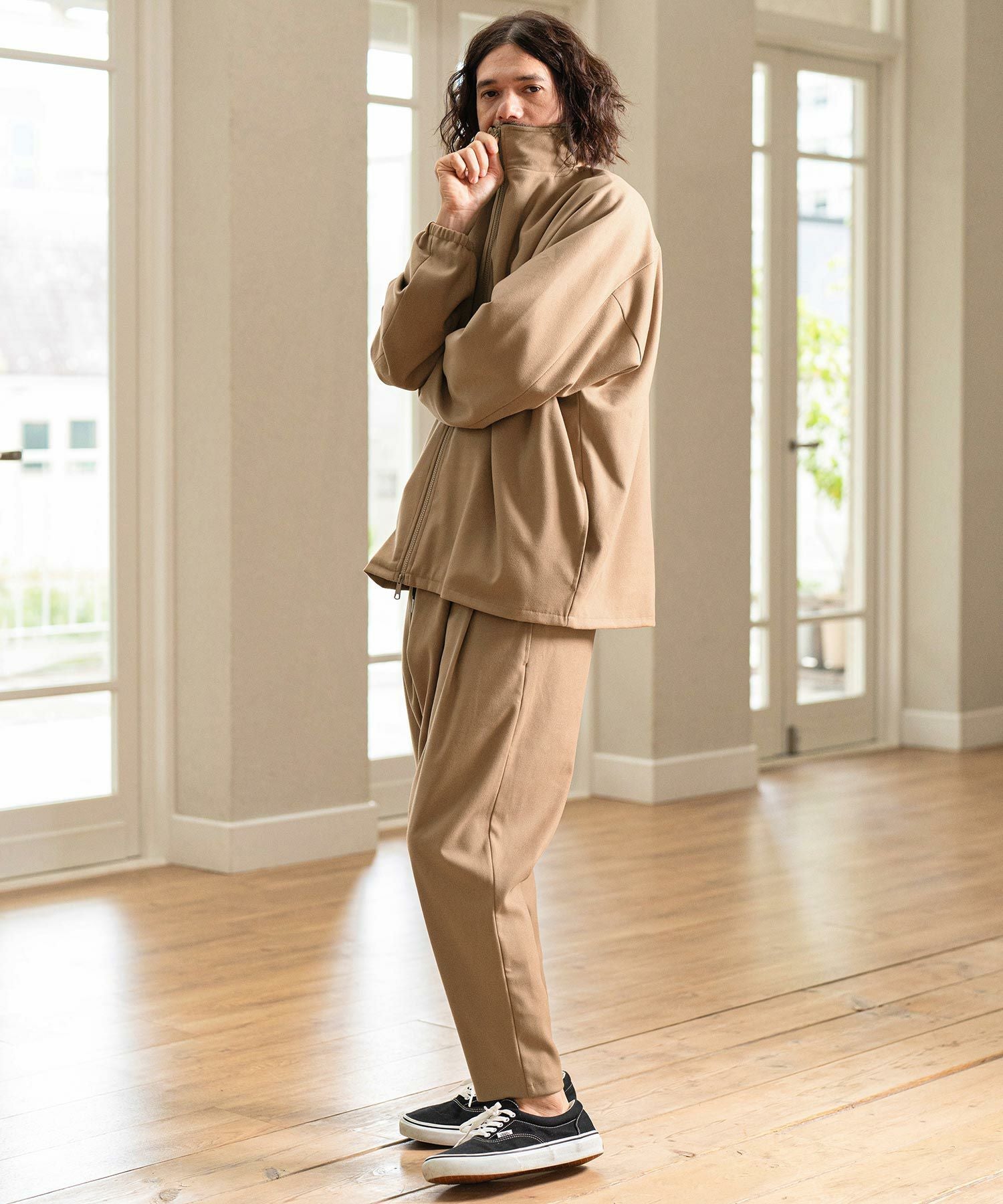 70%OFF【CAMBIO(カンビオ)】Slightly Brushed TR Stand Collar Jacket