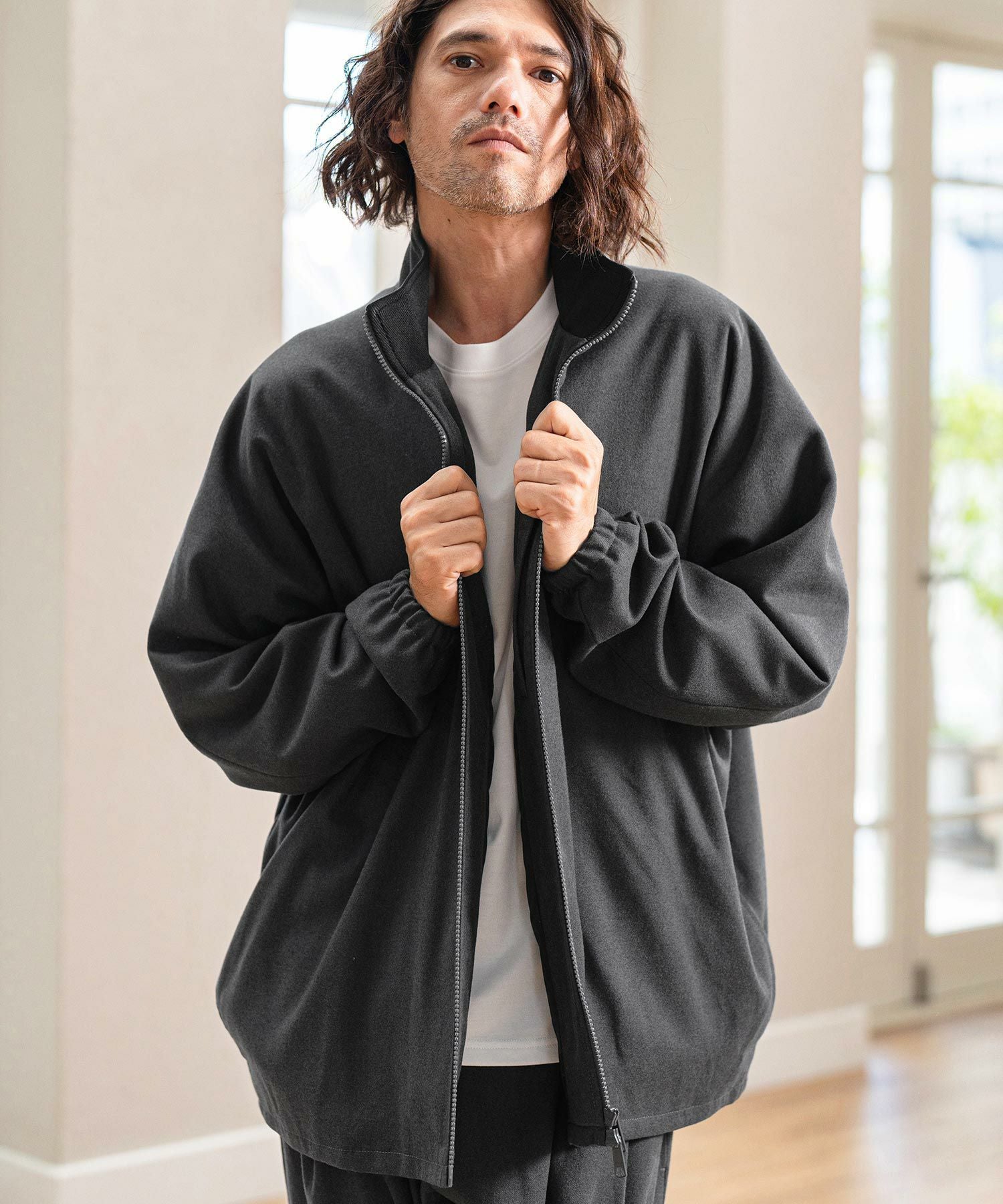 70%OFF【CAMBIO(カンビオ)】Slightly Brushed TR Stand Collar Jacket