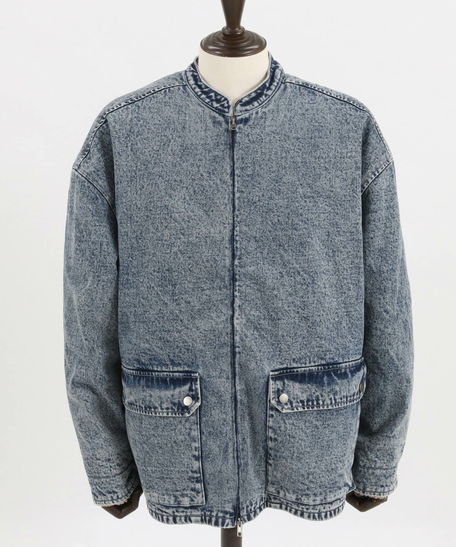 50%OFF【GLIMCLAP(グリムクラップ)】Denim × boa band collar jacket