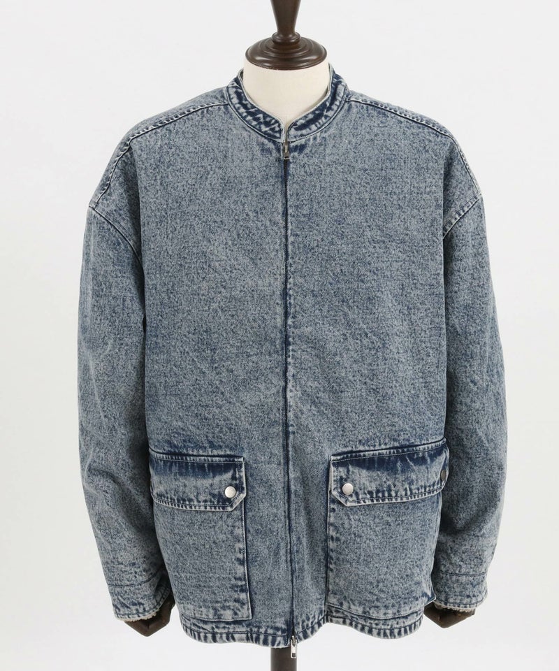 50%OFF【GLIMCLAP(グリムクラップ)】Denim × boa band collar jacket 
