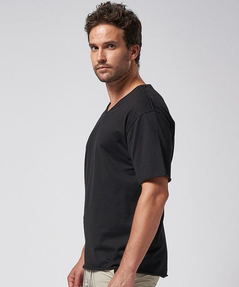 V Tシャツ 95 黒色　FREEサイズ wjk】wide cut-off V-neck S-S VネックTシャツ(7328 js01d) | CAMBIO