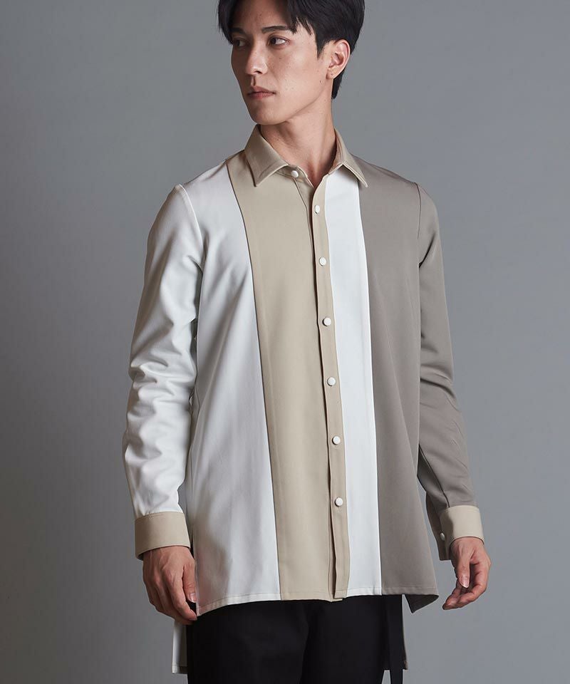 70%OFF【NO ID.(ノーアイディー)】ｶﾗｰﾌﾞﾛｯｷﾝｸﾞﾛﾝｸﾞSH シャツ(453006