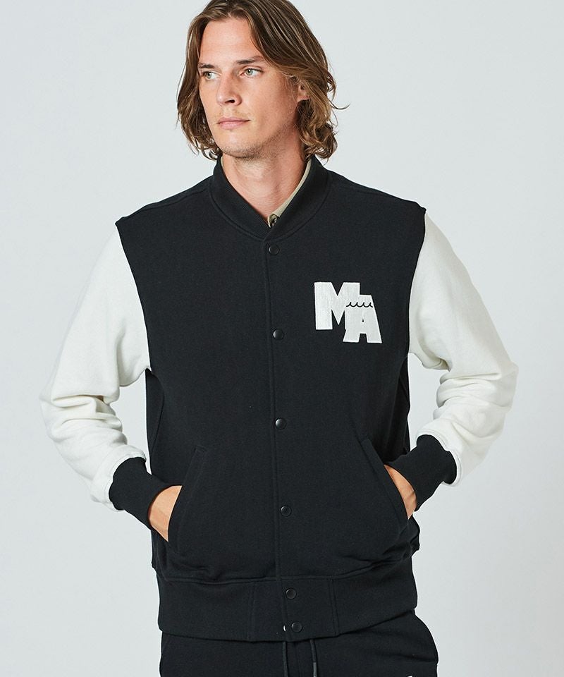 muta ネイビー スタジャン ウール 合成皮革 ACANTHUS(アカンサス)】muta Sweat Varsity Jacket スタジャン(MA2407