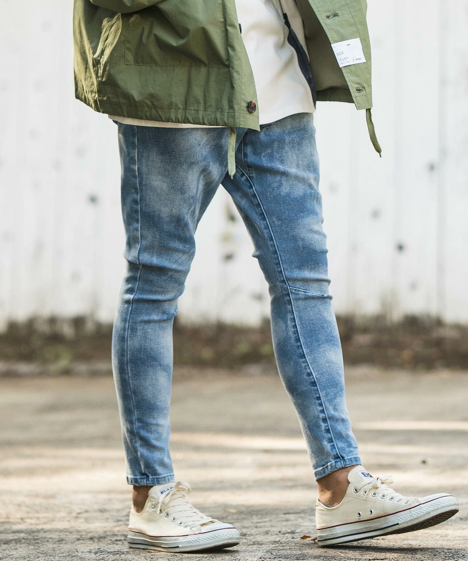 メンズ　CAMBIO カンビオ　デニムパンツ　ワンウォッシュ　M CAMBIO(カンビオ)】Random Bleach Denim Jodhpurs Pants デニムパンツ
