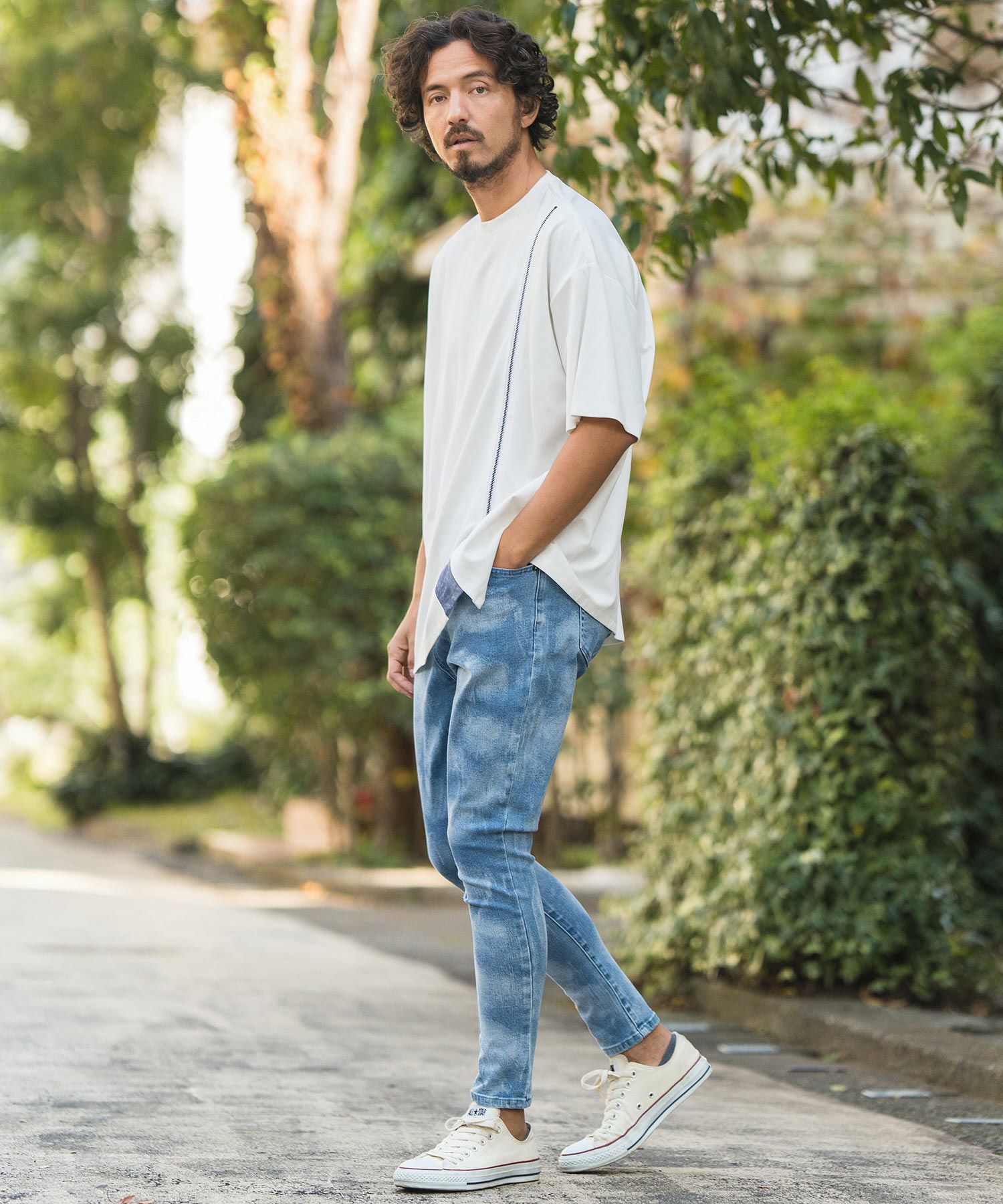 メンズ　CAMBIO カンビオ　デニムパンツ　ワンウォッシュ　M CAMBIO(カンビオ)】Random Bleach Denim Jodhpurs Pants デニムパンツ