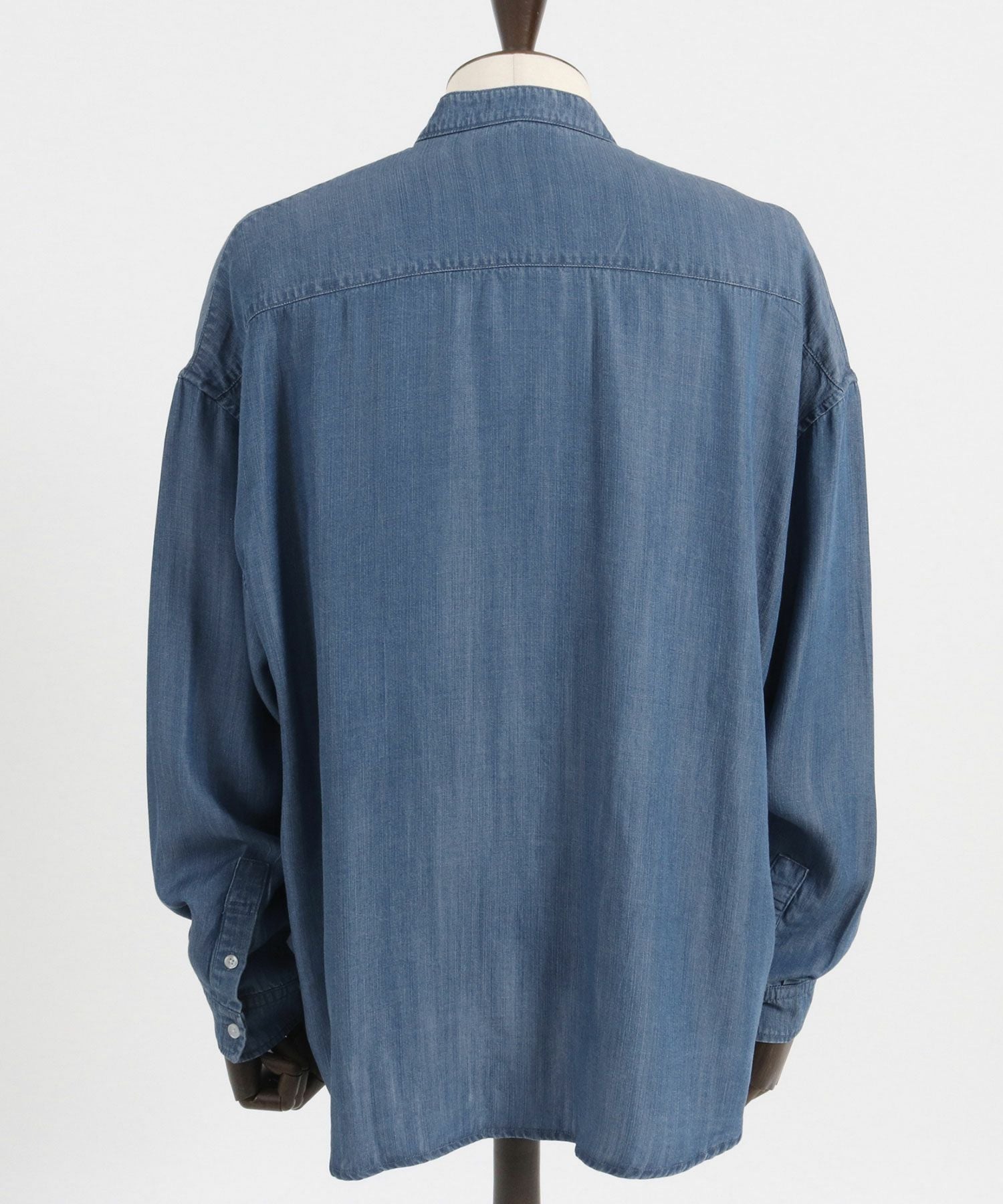 30%OFF【CAMBIO(カンビオ)】Silky Denim Band Collar Skipper Shirts