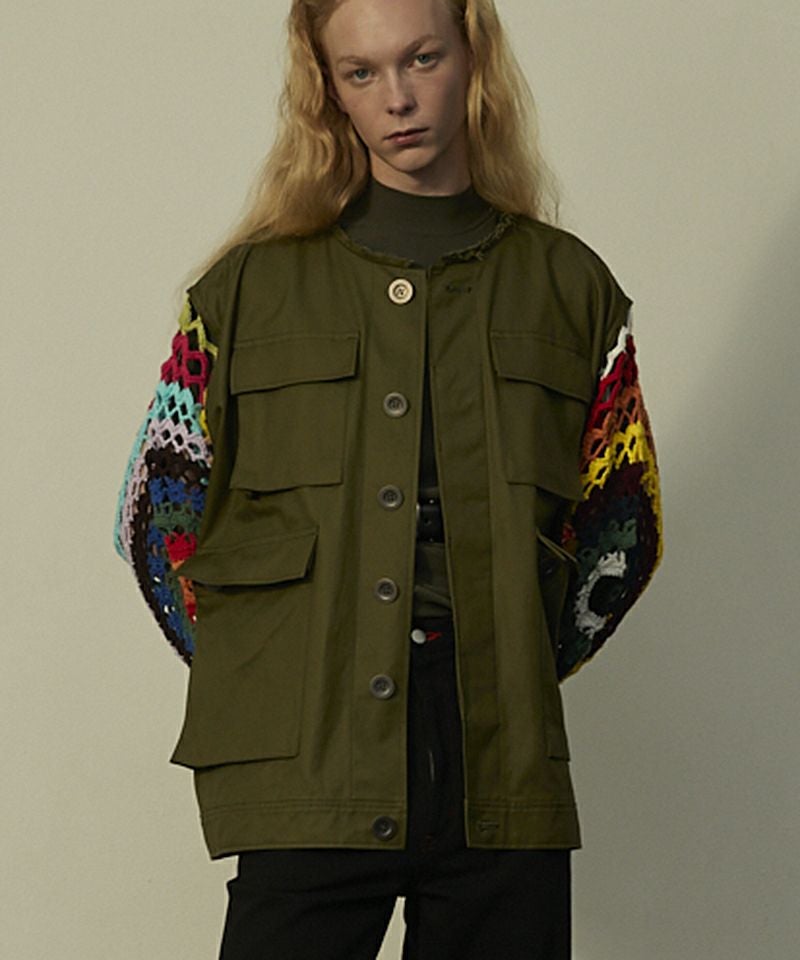 TENDER PERSON(テンダーパーソン)】CROCHE SLEEVE BDU JACKET 