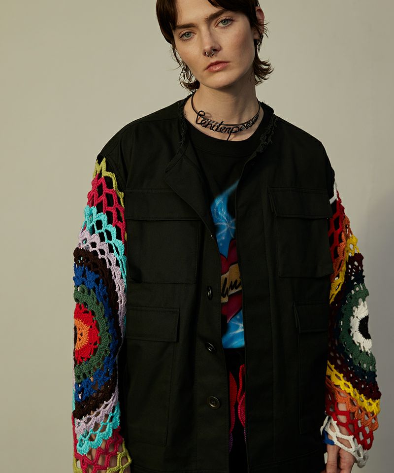TENDER PERSON(テンダーパーソン)】CROCHE SLEEVE BDU JACKET