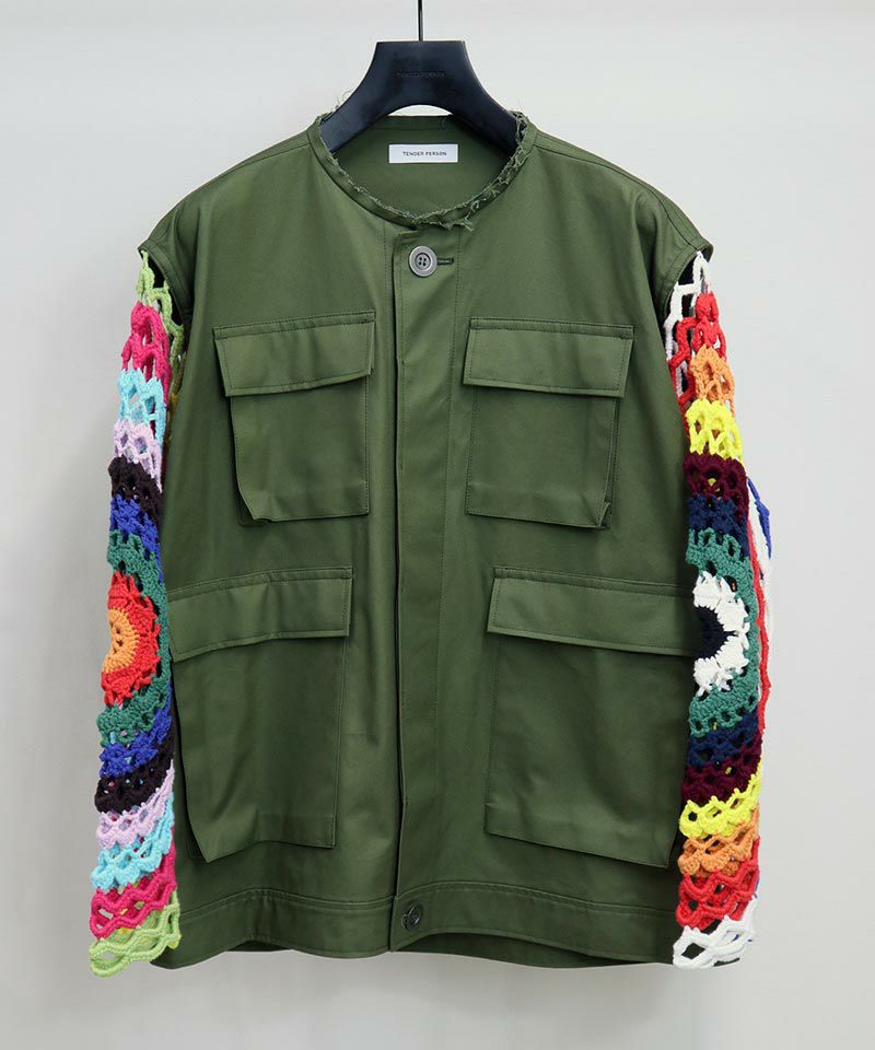 TENDER PERSON(テンダーパーソン)】CROCHE SLEEVE BDU JACKET