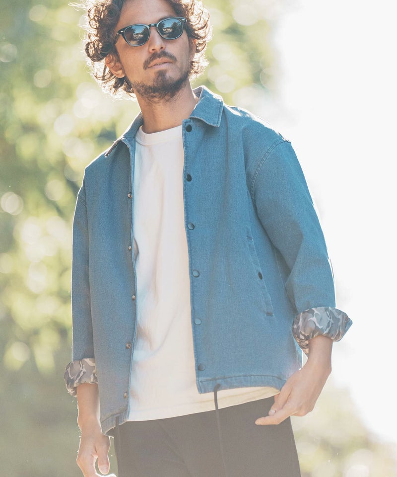 50%OFF【felkod(フィルコッド)】Camouflage Accent Denim Coach Jacket 