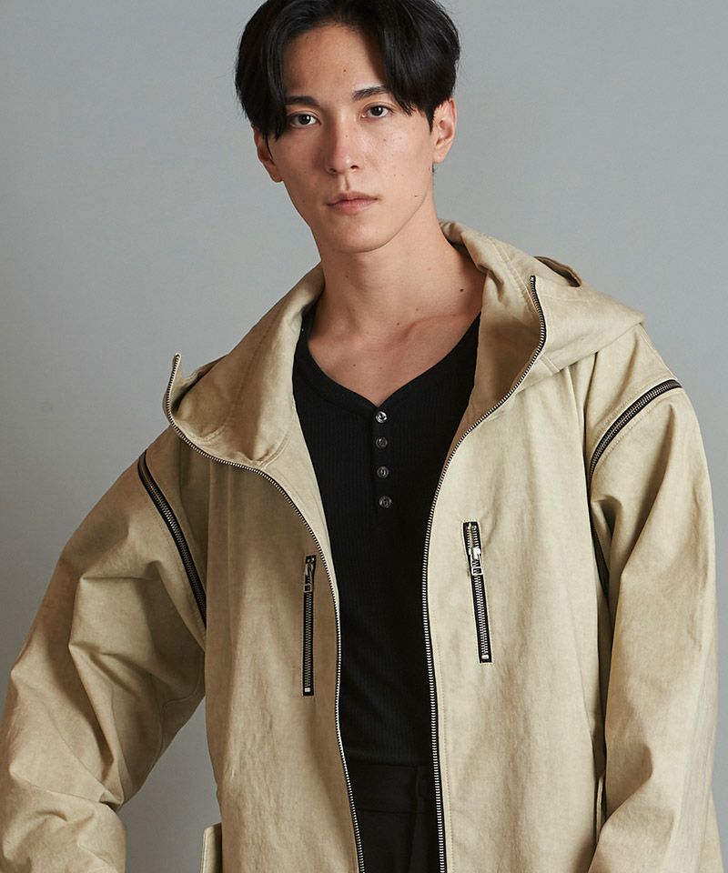 70%OFF【NO ID.(ノーアイディー)】ﾏﾙﾁｳｪｲBIGﾌｰﾄﾞﾓｯｽﾞｺｰﾄ(454006-668C 