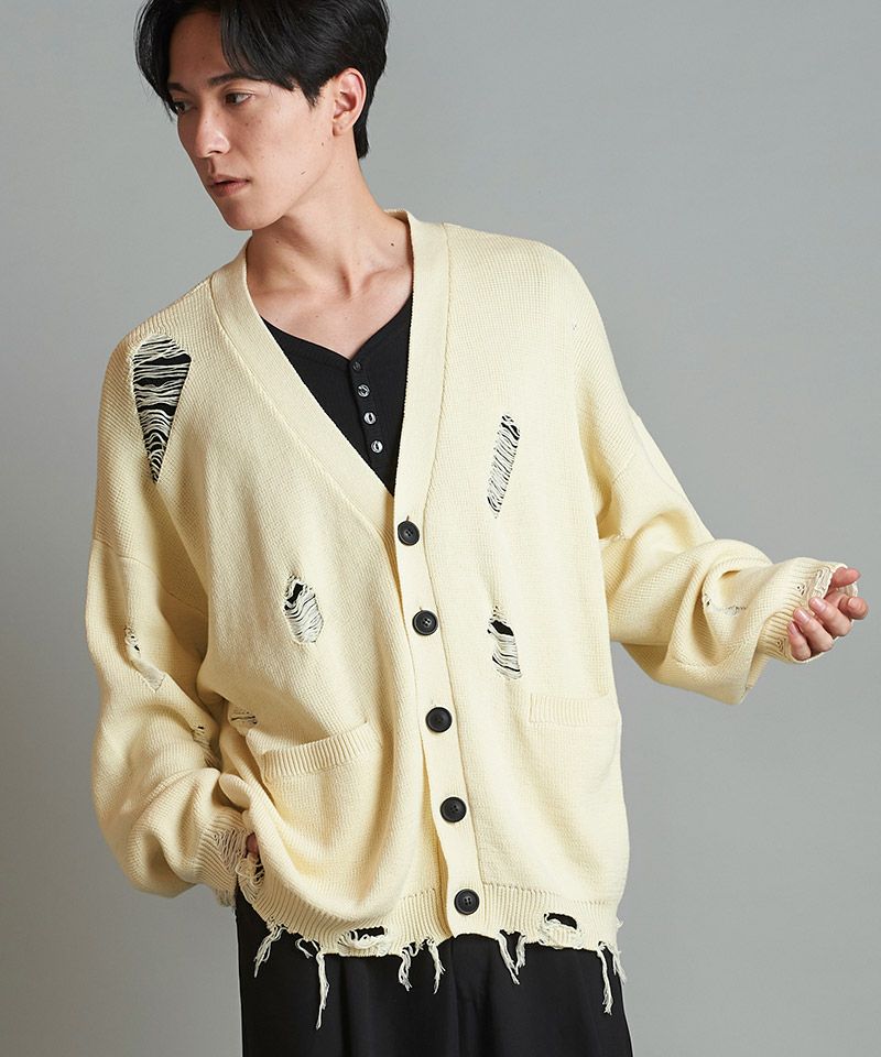 70%OFF【NO ID.(ノーアイディー)】ﾀﾞﾒｰｼﾞﾆｯﾄV-N-CD カーディガン