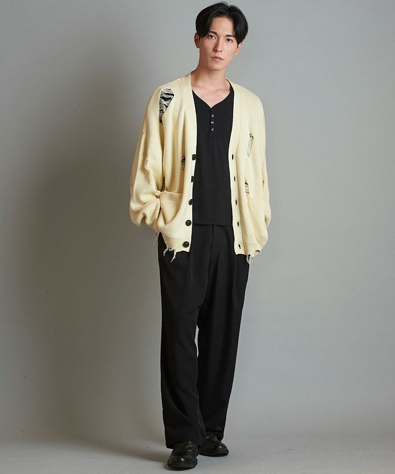 レア◎ノゾミイシグロ／ダメージ加工 アシンメトリー パッチワークカーディガン OY/オーワイ』 DISTRESSED DYED CARDIGAN/ダメージ加工 カーディガン