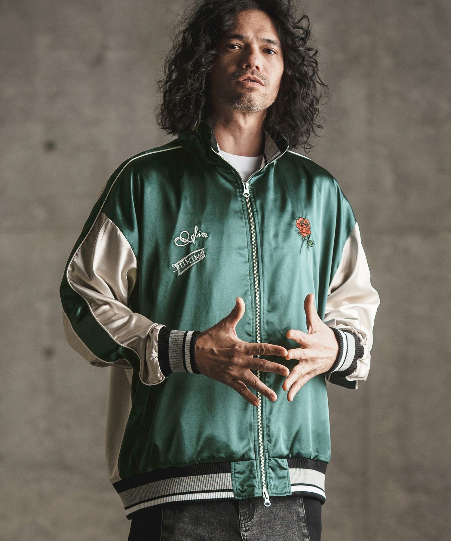30%OFF【GLIMCLAP(グリムクラップ)】Stand collar souvenir jacket
