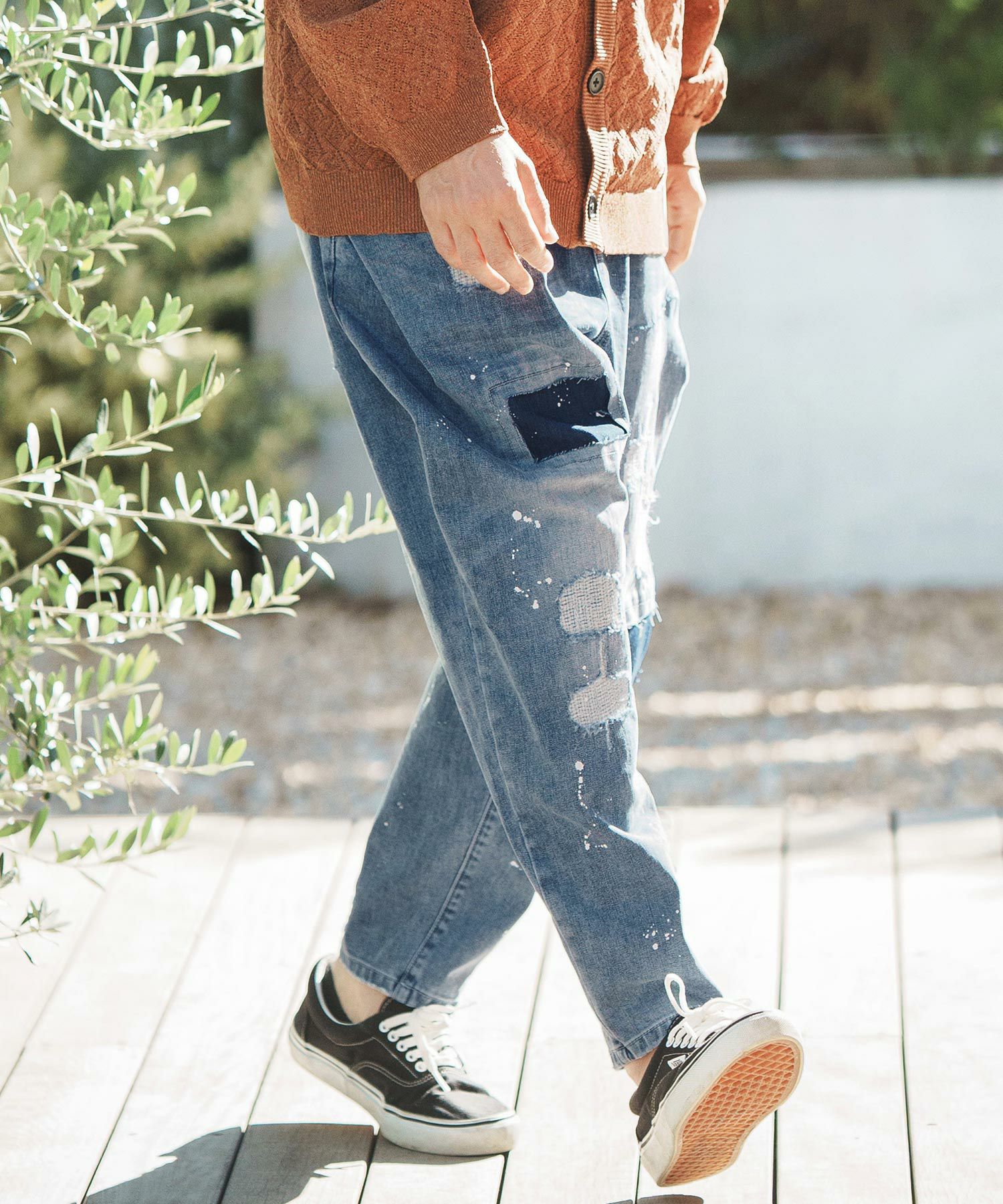 CAMBIO(カンビオ)】Distressed Balloon Silhouette Denim Pants デニム