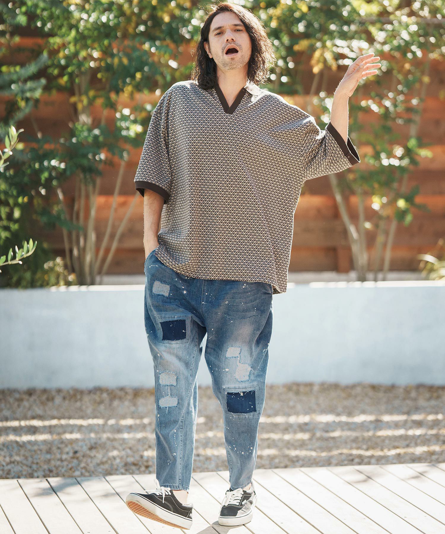 CAMBIO(カンビオ)】Distressed Balloon Silhouette Denim Pants デニム