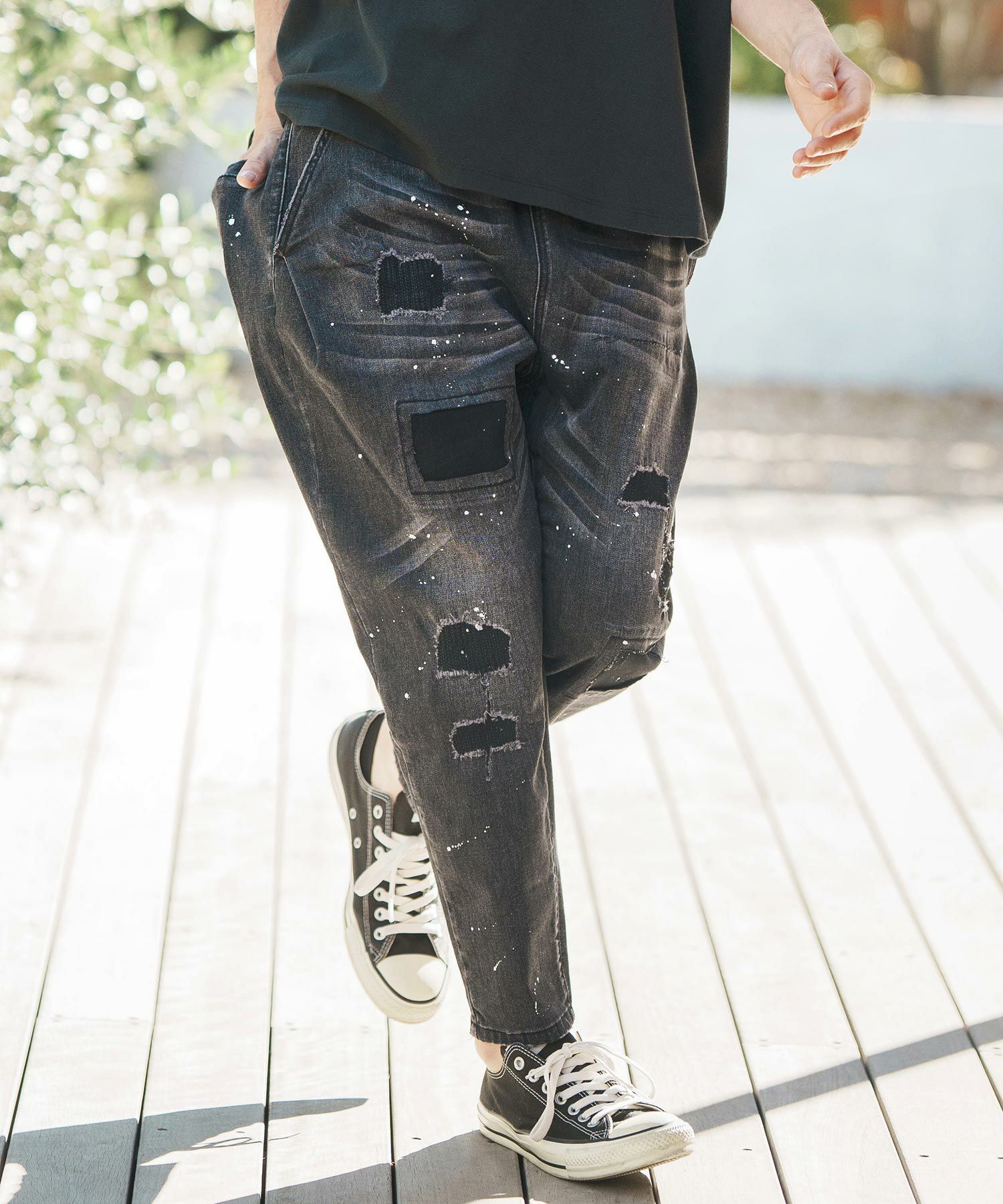 CAMBIO(カンビオ)】Distressed Balloon Silhouette Denim Pants デニム